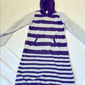 Gymboree Purple/Gray Hooded Sweater Dress Front Pocket Size 12